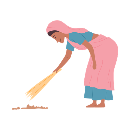 Indian woman working in field  Illustration