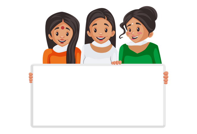 Indian women are holding an empty board in hand  Illustration