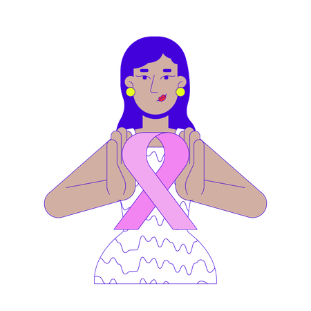 Indian young woman promoting breast cancer awareness  Illustration