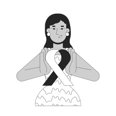 Indian young woman promoting breast cancer awareness  Illustration