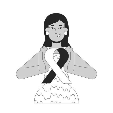 Indian young woman promoting breast cancer awareness  Illustration