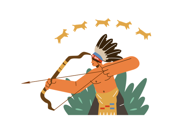 Indischer Mann auf der Jagd  Illustration