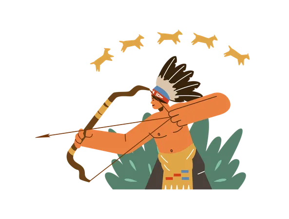 Indischer Mann auf der Jagd  Illustration