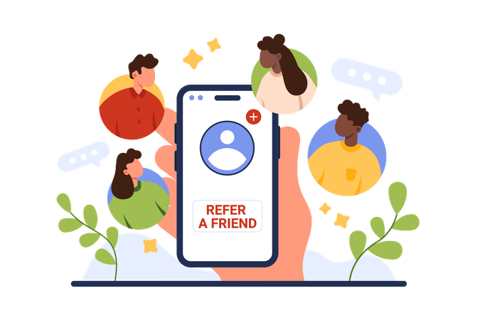 Programa de fidelidade de indicação convidar amigo  Ilustração