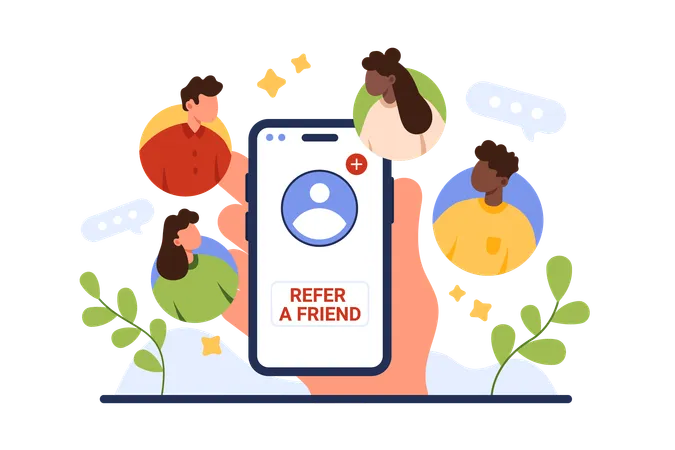 Programa de fidelidade de indicação convidar amigo  Ilustração