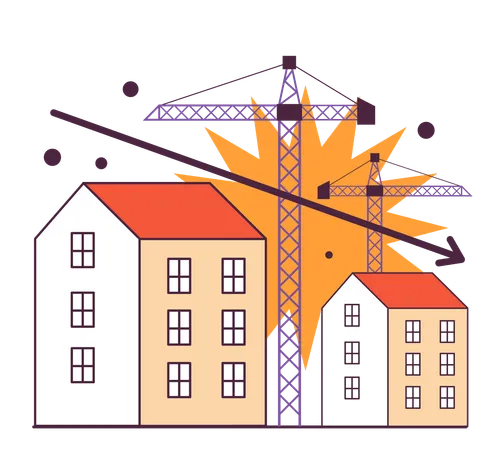 Redução da construção habitacional como indicador de recessão  Illustration