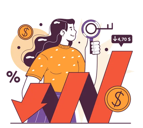 Indicadores de recessão e abrandamento económico prolongado  Ilustração