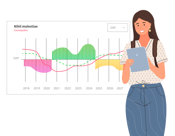 Indicadores estadísticos y datos en el diagrama.  Ilustración