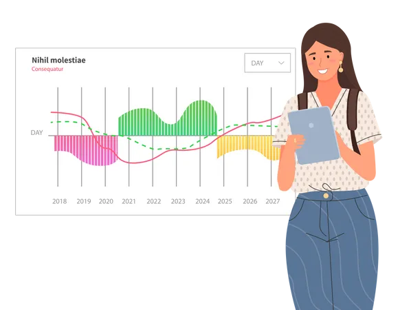 Indicadores estadísticos y datos en el diagrama.  Ilustración