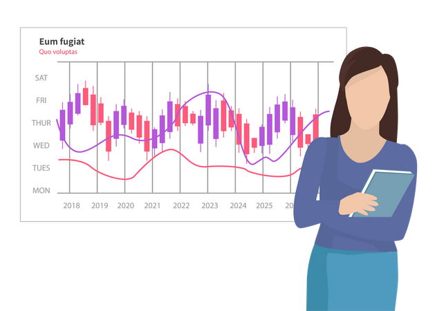 Indicadores estadísticos y datos en diagrama por Mujer  Ilustración