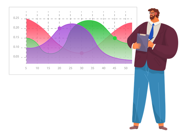 Indicadores estadísticos y visualización de información gráfica.  Ilustración