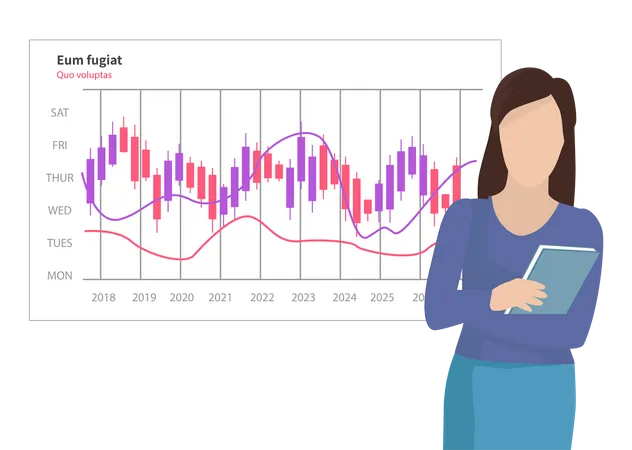 Indicateurs statistiques et données sur diagramme par Femme  Illustration