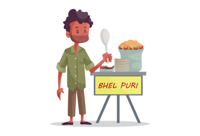 Vendeur indien de bhel puri  Illustration