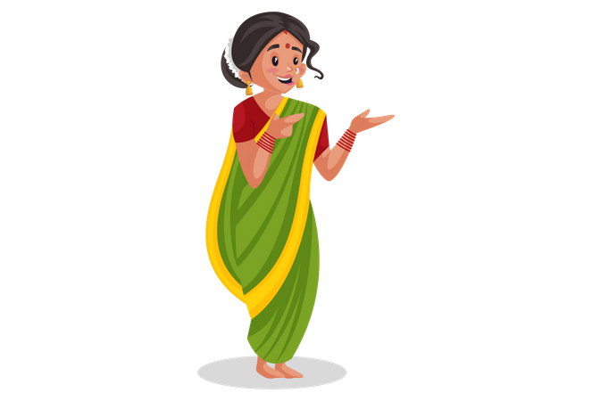 Femme marathi indienne faisant l'expression des mains  Illustration