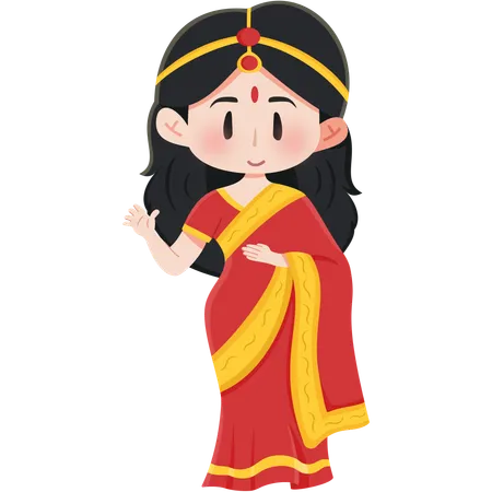 Fille indienne Sari  Illustration