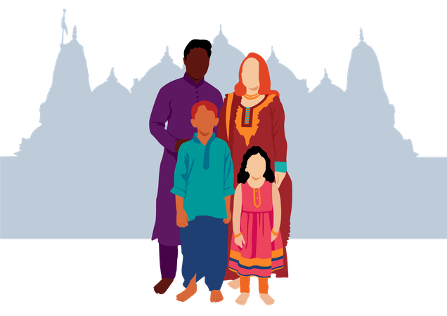 Indische Familie  Illustration