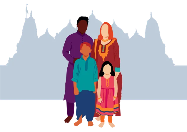 Indische Familie  Illustration