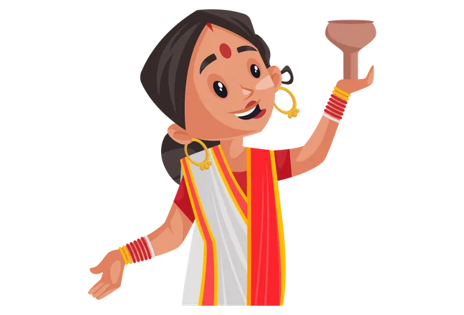 Indische Frau mit Lampe  Illustration