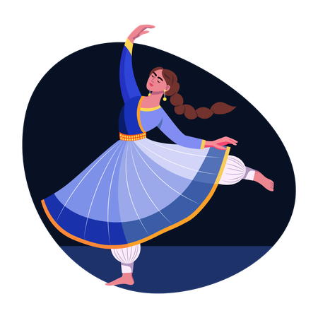 Indische Frau beim Kathak-Tanz  Illustration