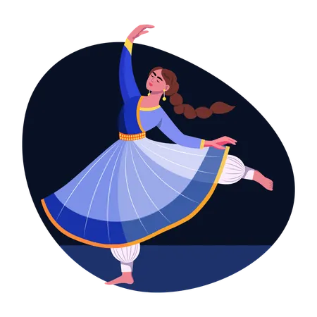 Indische Frau beim Kathak-Tanz  Illustration