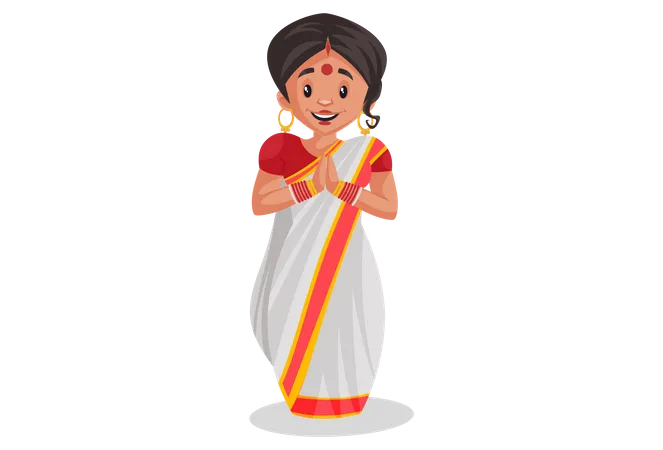 Indische Frau steht in einladender Pose  Illustration