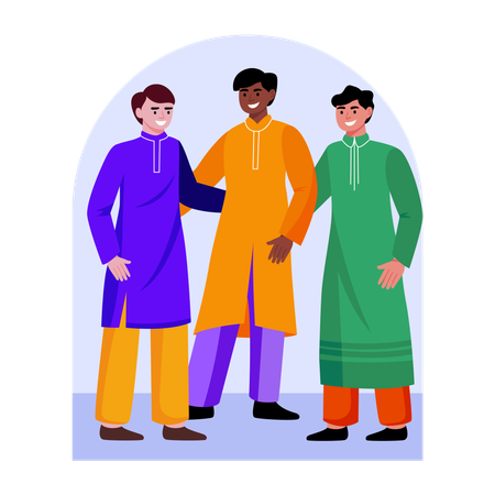 Indische Männer in Diwali-Kostümen  Illustration