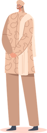 Indische Muslime tragen lange Kurta und Hosen  Illustration