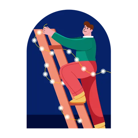 Indischer Mann macht Diwali-Dekoration  Illustration