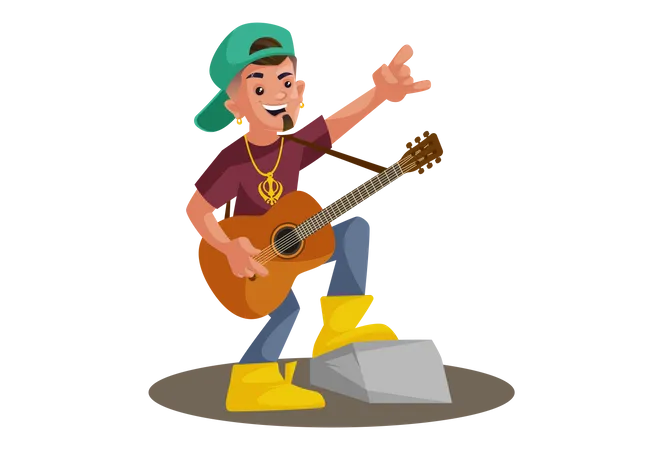 Indischer Rockstar spielt Gitarre und singt  Illustration