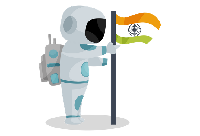 Indischer Weltraumpilot hisst indische Flagge  Illustration
