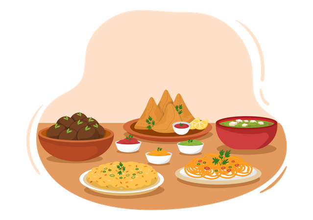 Indisches Essen  Illustration