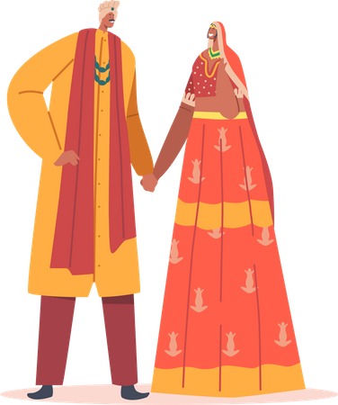 Indisches Hochzeitspaar  Illustration