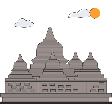 Indonésia – Templo de Borobudur  Ilustração