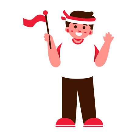 Indonesia boy celebrating Independence Day  Illustration
