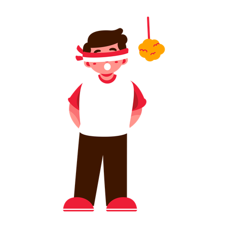 Indonesia Boy playing Blindfolded Game  Illustration