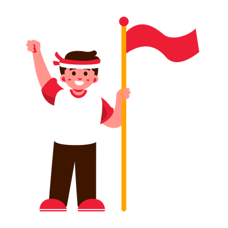 Indonesia Child with Indonesia Flag  Illustration
