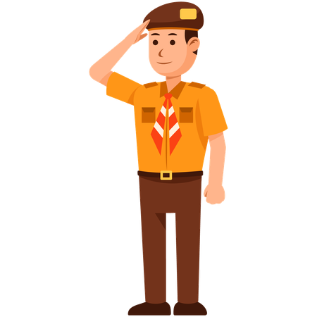 Indonesia Scout Boy giving salute  Illustration