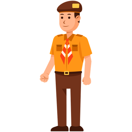 Indonesia Scout Boy standing  Illustration
