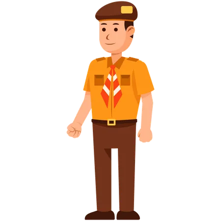 Scout Student In Indonesia Vector Character Illustration Illustration