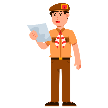 Indonesia student scout boy  Illustration