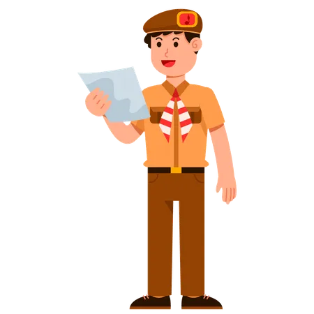 Indonesia student scout boy  Illustration