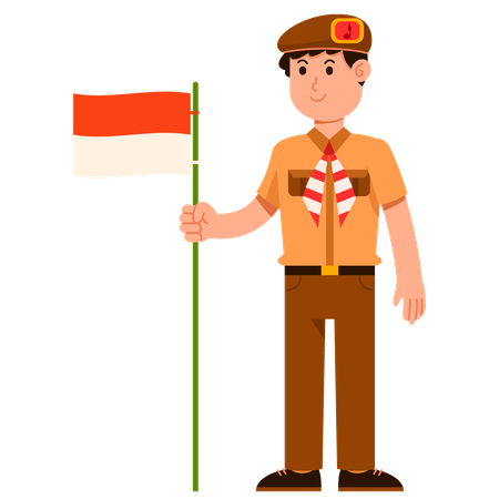 Indonesia student scout boy  Illustration