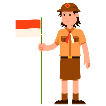 Indonesia student scout girl  Illustration