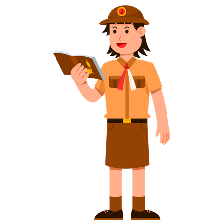 Indonesia student scout girl  Illustration
