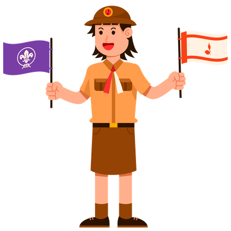 Indonesia student scout girl  Illustration