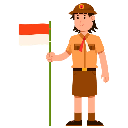 Indonesia student scout girl  Illustration