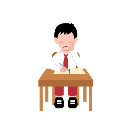 Boy Indonesian Elementary Student Character Illustration