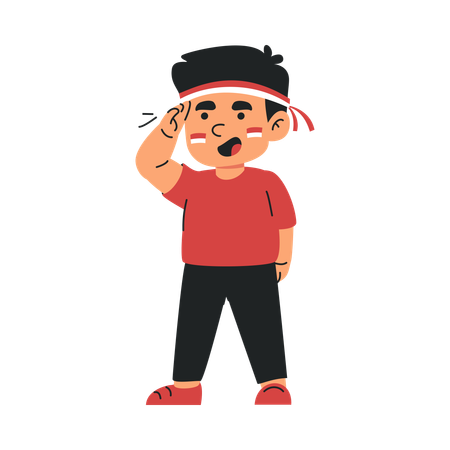 Indonesian Child Saluting Independence Day Celebration  Illustration