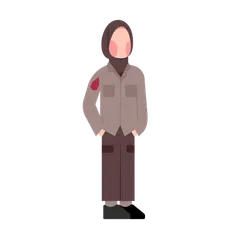Indonesian Woman Police Illustration Pack