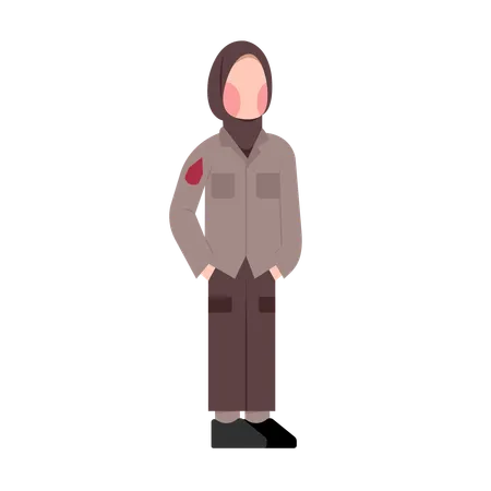 Indonesian female officer in police uniform  Illustration